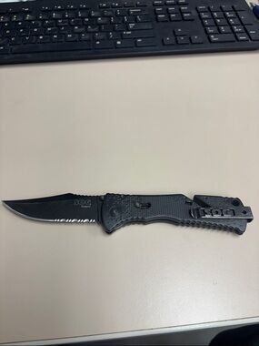 SOG Black Trident Folding Pocket Knife for Men